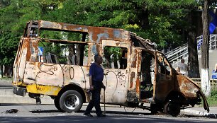 Kramatorske sudegintas mikroautobusas
