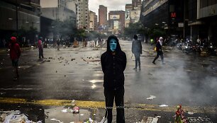 Kaukėtas protestuotojas Venesueloje