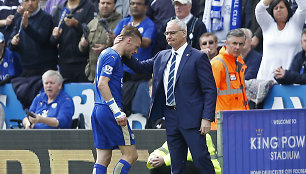 Jamie Vardy pašalintas iš aikštės