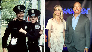Kim Cattrall filme &bdquo;Policijos akademija&ldquo; 1984 metais ir su mylimąja Emily Smith 2018 metais