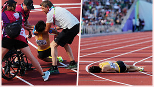 Sara Benfares susmuko po 5000 m bėgimo rungties finišo.