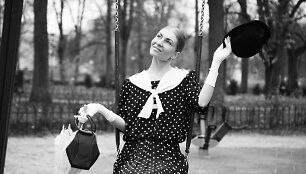 Dainininkė Agnė Sabulytė Merės Popins vaidmenį repetuoja kartu su savo vaikais