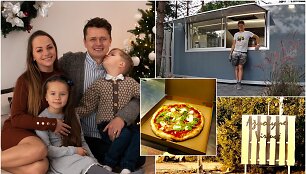 Ąžuolas Žvagulis su &scaron;eima, įrengtas maisto vagonėlis &bdquo;Ąžuolyno virtuvė&ldquo;