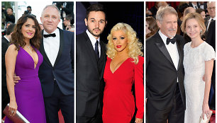 Salma Hayek ir Francois-Henri Pinault, Christina Aguilera ir Matthew Rutleris bei Harrisonas Fordas ir Calista Flockhart