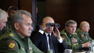 Vladimiras Putinas stebi karines pratybas &bdquo;Zapad 2017&ldquo;.
