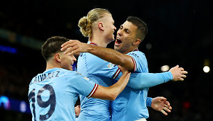 „Manchester City“ futbolininkų džiaugsmas