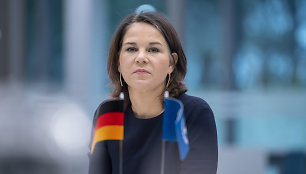 Vokietijos užsienio reikalų ministrė Annalena Baerbock Hagoje