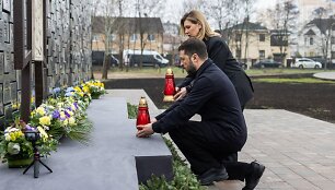 Volodymyras ir Olena Zelenskiai Bučoje