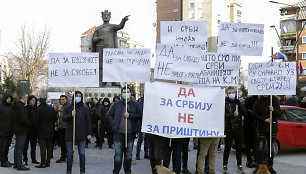 Kosovo serbų protestas Prištinoje