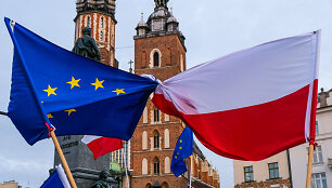 Europos Sąjungos ir Lenkijos vėliavos