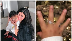 Kylie Jenner su dukra Stormi ir žiedas