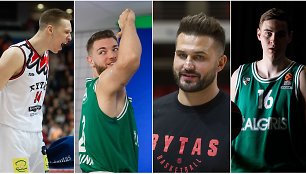 M.Echodas (kairėje), L.Kleiza (trečias iš kairės) yra kilę iš Kauno, bet atstovauja „Rytui“, o vilniečiai M.Gebenas ir K.Lukošiūnas (dešinėje) žaidžia „Žalgiryje“.