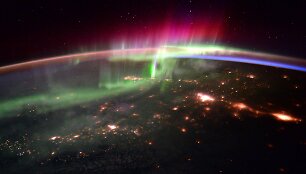 Astronautų S.Kelly ir T.Pike'o nuotraukose - &Scaron;iaurės pa&scaron;vaistė vir&scaron; Ramiojo vandenyno