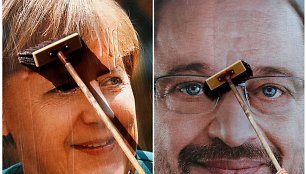 Vokietijos konservatorių lyderė ir kanclerė A.Merkel bei SPD pirmininkas M.Schulzas