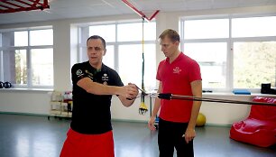Nerijus Naujokaitis treniruojasi su Mindaugu Pociumi