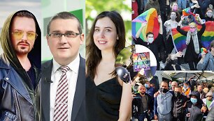  Ruslanas Kirilkinas, Skirmantas Malinauskas,  Fausta Marija Le&scaron;čiauskaitė, &bdquo;Kaunas pride&ldquo; akimirkos, protestuotojai