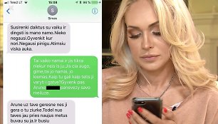 Oksana Pikul-Jasaitienė rodo esą nuo Simo Jasaičio gautas žinutes