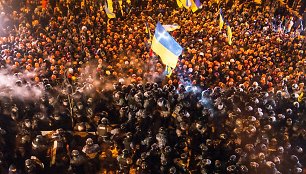 Policijos ir protestuotojų susirėmimas Kijeve