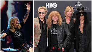 Roko grupė &bdquo;Guns N' Roses&ldquo; su būgnininku Stevenu Adleriu