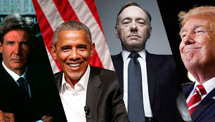 JAV prezidentai kine ir politikoje / H.Fordas, B.Obama, K.Spacey, D.Trumpas/ P.Žuk fotokoliažas