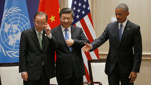 Ban Ki-moonas, Xi Jinpingas ir Barackas Obama