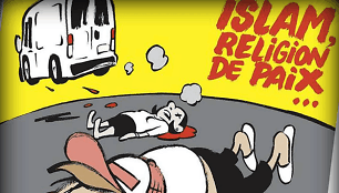 Naujausias „Charlie Hebdo“ viršelis ironiškai skelbia, kad islamas yra taikos religija