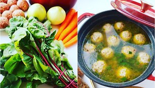 Lapynės ingredientai ir jau i&scaron;virta sriuba