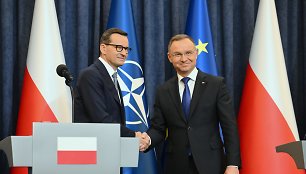 Lenkijos ministras pirmininkas Mateuszas Morawieckis ir prezidentas Andrzejus Duda