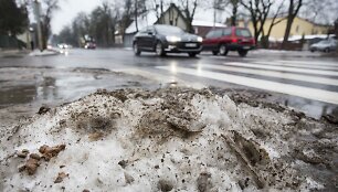 Sniegą Vilniuje keičia balos