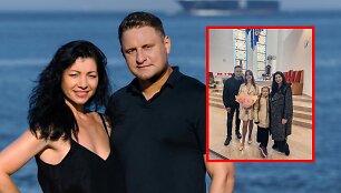 Andrius Rimi&scaron;kis su žmona Vaida ir dukromis