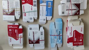 Vilkike muitininkai aptiko tuščių vaistų pakuočių su rusiškais pavadinimais