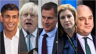 Rishi Sunakas, Borisas Johnsonas, Jeremy Huntas, Penny Mordaunt ir Benas Wallace'as