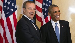Estijos prezidentas Toomas Hendrickas Ilvesas ir JAV prezidentas Barackas Obama