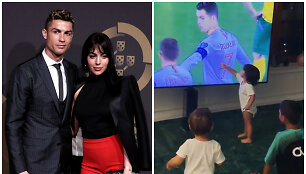 Georgina Rodriguez su vaikais stebi Cristiano varžybas 