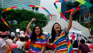 Kasmetinio LGBT bendruomenės renginio Singapūre &bdquo;Rožinis ta&scaron;kas&ldquo; akimirka