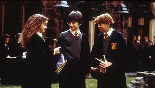 Emma Watson, Danielis Radcliffe'as, Rupertas Grintas filme „Haris Poteris ir išminties akmuo“