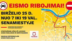 Eismo ribojimų schema birželio 25-ąją