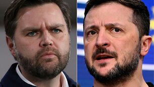 J. D. Vance'as ir Volodymyras Zelenskis / REBECCA DROKE JOHN THYS / AFP