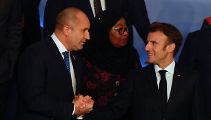 Prancūzijos prezidentas Emmanuelis Macronas ir Bulgarijos prezidentas Rumenas Radevas