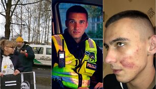  Protestais prie&scaron; totalitarinę valdžią garsėjanti pabėgėlė i&scaron; Rusijos Irina Kalmykova (kairėje) tikisi, kad Lietuvos policininko veiksmas (fizinės prievartos panaudojimas) bus įvertintas.