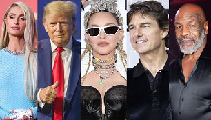 Paris Hilton, Donaldas Trumpas, Madonna, Tomas Cruise'as, Mike'as Tysonas