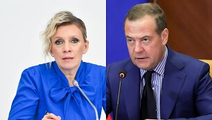 Marija Zacharova ir Dmitrijus Medvedevas