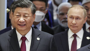 Kinijos prezidentas Xi Jinpingas ir Rusijos lyderis Vladimiras Putinas