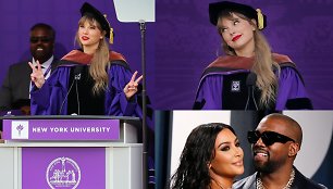 T.Swift universiteto baigimo kalboje prisiminė savo konfliktą su K.Kardashian