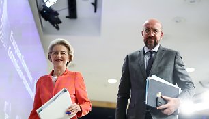 Europos Komisijos pirmininkė Ursula von der Leyen ir Europos Vadovų Tarybos pirmininkas Charles'is Michelis