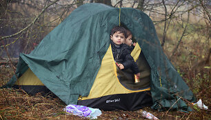 Migrantai Lenkijos pasienyje