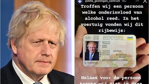 Borisas Johnsonas, netikras vairuotojo pažymėjimas