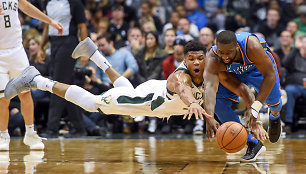 G.Antetokounmpo pelnė 28 taškus, bet „Bucks“ krito prieš „Thunder“ krepšininkus.