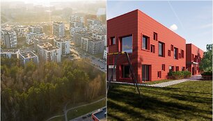 Mi&scaron;kelis &scaron;iaurinėje Pilaitės dalyje ir darželio Vilniaus Priegliaus g. projekto vizualizacija