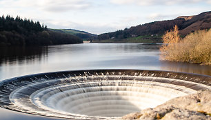 Peak District, Vidurio Anglija. Ladybower vandens rezervuaras